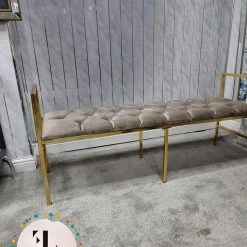 Furniture Imports LTD Sahara Metal Plating Plush Soft Velvet Bench