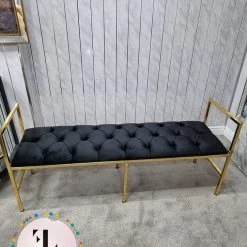 Furniture Imports LTD Sahara Metal Plating Plush Soft Velvet Bench