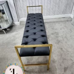 Furniture Imports LTD Sahara Metal Plating Plush Soft Velvet Bench