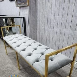 Furniture Imports LTD Sahara Metal Plating Plush Soft Velvet Bench