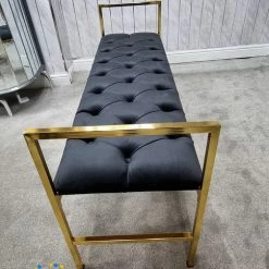 Furniture Imports LTD Sahara Metal Plating Plush Soft Velvet Bench