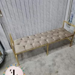 Furniture Imports LTD Sahara Metal Plating Plush Soft Velvet Bench