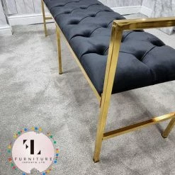 Furniture Imports LTD Sahara Metal Plating Plush Soft Velvet Bench