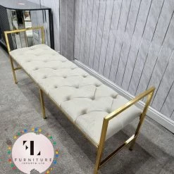 Furniture Imports LTD Sahara Metal Plating Plush Soft Velvet Bench