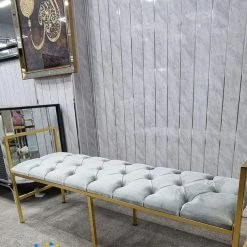 Furniture Imports LTD Sahara Metal Plating Plush Soft Velvet Bench