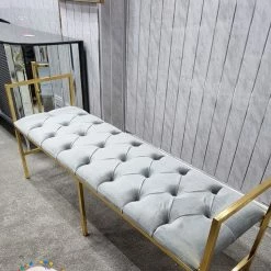 Furniture Imports LTD Sahara Metal Plating Plush Soft Velvet Bench