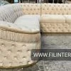 TURKISH Ambassador Corner Sofa Range In Dark Cream V-02 & Gold Plush Velvet - 270cm X 270cm