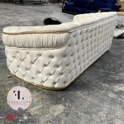 Furniture Imports LTD Ambassador 3+2 Seater In Cream V-01 & Gold Plush Velvet