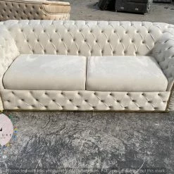 Furniture Imports LTD Ambassador 3+2 Seater In Cream V-01 & Gold Plush Velvet