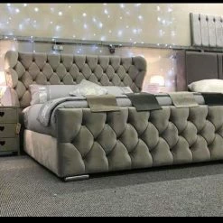 Furniture Imports LTD SALE ITEMS Oxford 4ft Small Double Divan Storage Ottoman Grey Plush Velvet Bed