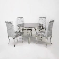 FIL Imperial Round Marble/Glass Dining Set