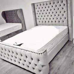 Furniture Imports LTD Aries Curved Wingback Crushed Velvet Bed