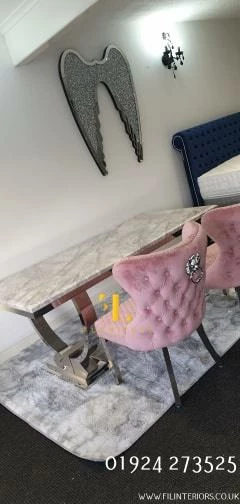 Furniture Imports LTD Valentino Arianna Grey Marble Dining Table Set