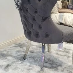 Furniture Imports LTD ALL DINING TABLE SET Valentino Imperial Grey Solid Marble Dining Table Set + Valentino Chairs