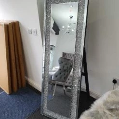 ASR INTERIOR Crushed Diamond LED Cheval Mirror MIRRORED FURNITURE