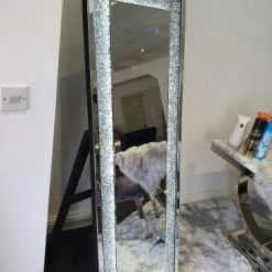 ASR INTERIOR Crushed Diamond LED Cheval Mirror MIRRORED FURNITURE