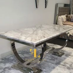 Furniture Imports LTD Valentino Arianna Grey Marble Dining Table Set