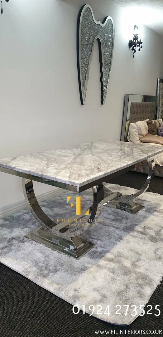 Furniture Imports LTD Valentino Arianna Grey Marble Dining Table Set