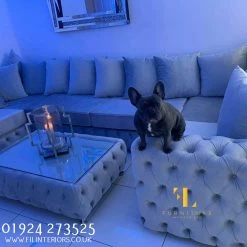 Furniture Imports LTD Square Chesterfield Upholstered Footstool/Coffee Table With Glass 3+2 SOFAS