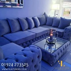 Furniture Imports LTD Square Chesterfield Upholstered Footstool/Coffee Table With Glass 3+2 SOFAS