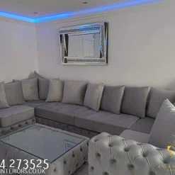 Furniture Imports LTD Square Chesterfield Upholstered Footstool/Coffee Table With Glass 3+2 SOFAS