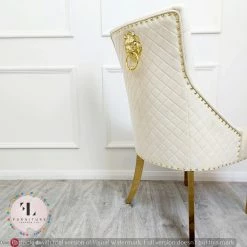 Furniture Imports LTD Majestic Gold Dining Chair With Lion Knocker & Quilted Back DINING CHAIRS
