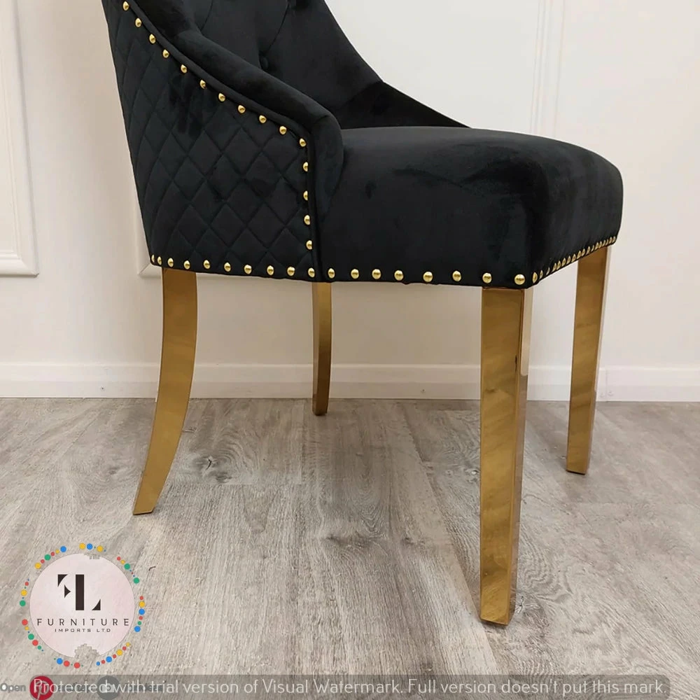 Furniture Imports LTD Majestic Gold Dining Chair With Lion Knocker & Quilted Back DINING CHAIRS