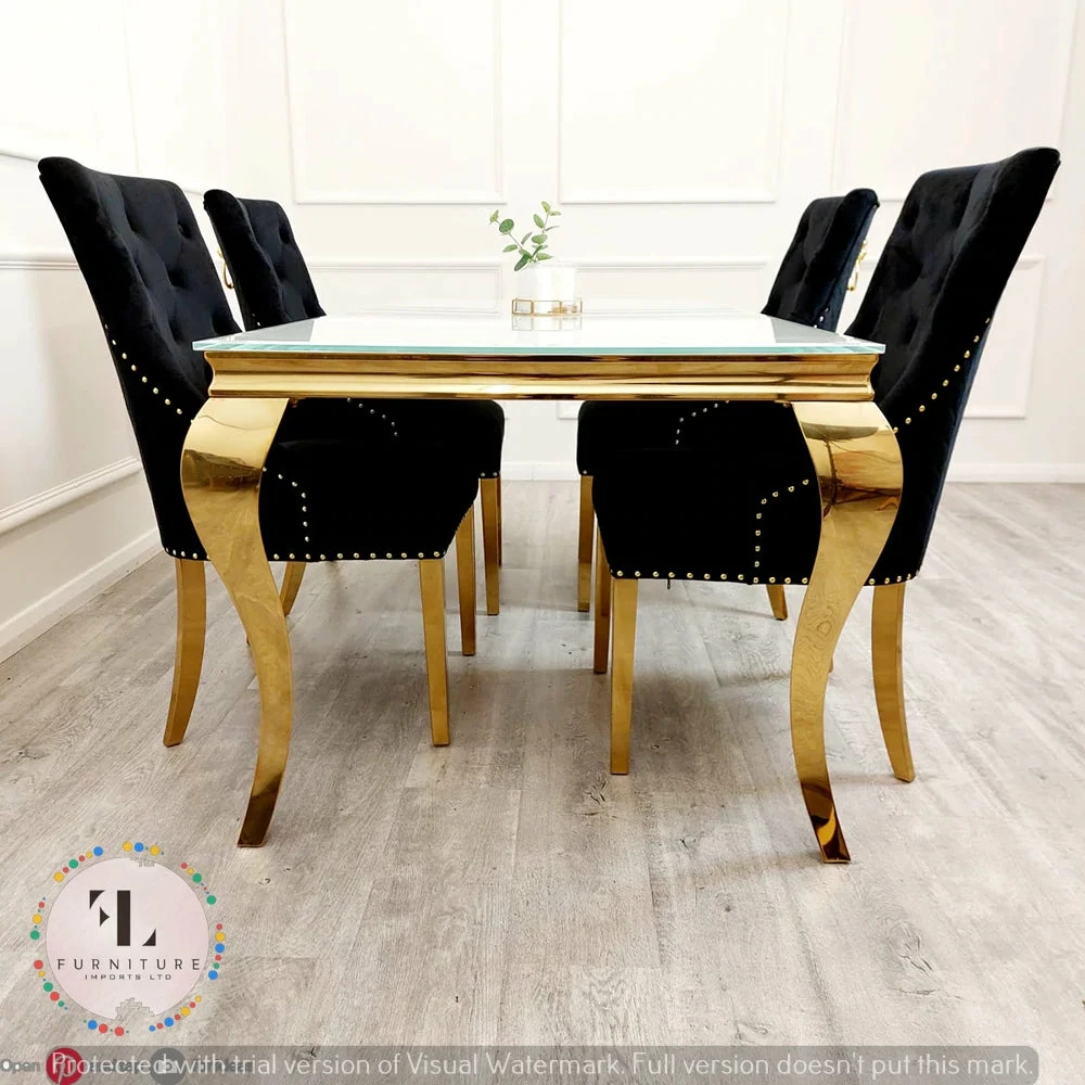 Furniture Imports LTD Majestic Gold Dining Chair With Lion Knocker & Quilted Back DINING CHAIRS