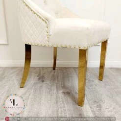Furniture Imports LTD Majestic Gold Dining Chair With Lion Knocker & Quilted Back DINING CHAIRS