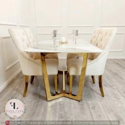 Furniture Imports LTD Majestic Gold Dining Chair With Lion Knocker & Quilted Back DINING CHAIRS