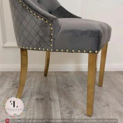 Furniture Imports LTD Majestic Gold Dining Chair With Lion Knocker & Quilted Back DINING CHAIRS