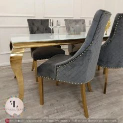 Furniture Imports LTD Majestic Gold Dining Chair With Lion Knocker & Quilted Back DINING CHAIRS