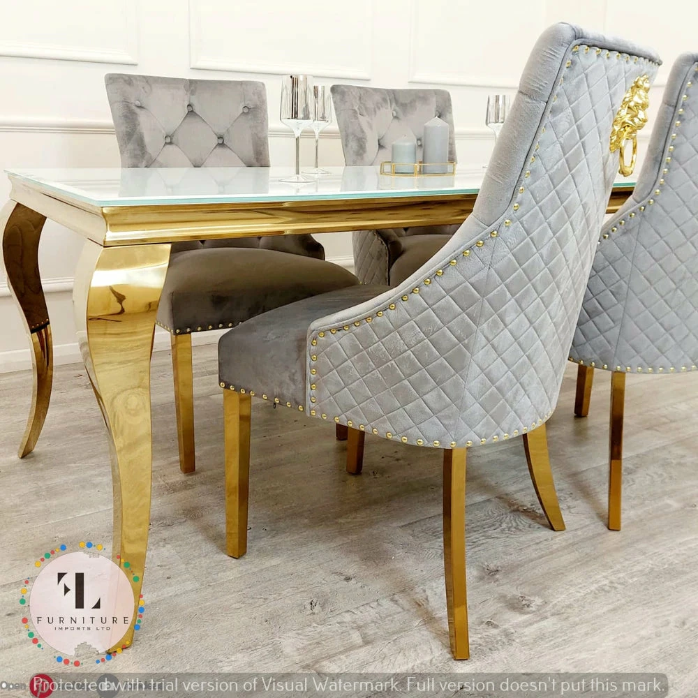 Furniture Imports LTD Majestic Gold Dining Chair With Lion Knocker & Quilted Back DINING CHAIRS