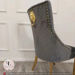 Furniture Imports LTD Majestic Gold Dining Chair With Lion Knocker & Quilted Back DINING CHAIRS
