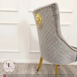 Furniture Imports LTD Majestic Gold Dining Chair With Lion Knocker & Quilted Back DINING CHAIRS