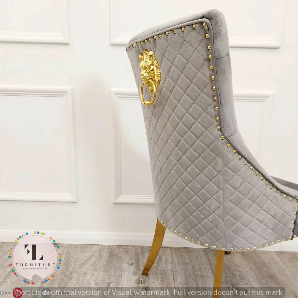 Furniture Imports LTD Majestic Gold Dining Chair With Lion Knocker & Quilted Back DINING CHAIRS