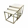 Furnish NEST OF TABLES Cato Nest Tables 3pc Square Gold/White
