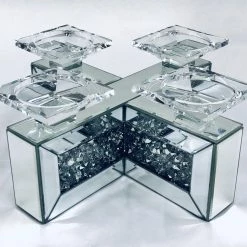 ASR INTERIOR MIRRORED FURNITURE Crushed Small Candle Holder