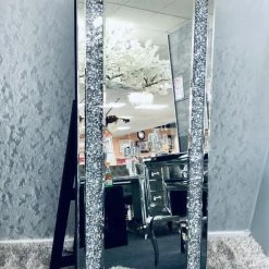 ASR INTERIOR Crushed Diamond LED Cheval Mirror MIRRORED FURNITURE