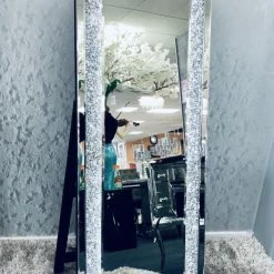 ASR INTERIOR Crushed Diamond LED Cheval Mirror MIRRORED FURNITURE