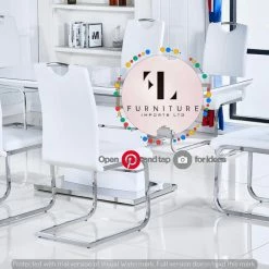 ASR INTERIOR Milan White Extending Dining Table + 6 Milan Chairs