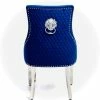 ASR INTERIOR Majestic Dining Chairs Lion Knocker Chrome Legs Navy + Chrome Legs