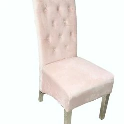 ASR INTERIOR Sofia Dining Chairs Lion Knocker Chrome Legs Baby Pink + Chrome Legs