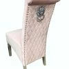 ASR INTERIOR Sofia Dining Chairs Lion Knocker Chrome Legs Baby Pink + Chrome Legs