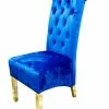 ASR INTERIOR Sofia Dining Chairs Lion Knocker Chrome Legs BLUE + CHROME LEGS