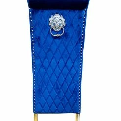 ASR INTERIOR Sofia Dining Chairs Lion Knocker Chrome Legs BLUE + CHROME LEGS
