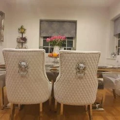 Furniture Imports LTD ALL DINING TABLE SET Arianna Mirrored Grey Marble Effect Dining Table Set + Majestic Chairs