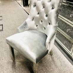 ASR INTERIOR Majestic Pewter Velvet Dining Chair