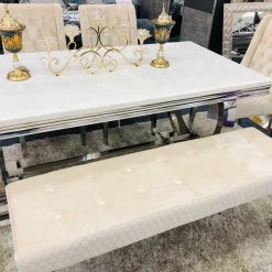 ASR INTERIOR Majestic Dining Table Bench - Chrome Legs - Matches With Majestic Range OTTOMAN BOXES