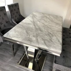 Furniture Imports LTD ALL DINING TABLE SET Phoenix Grey Marble Dining Table Set + Majestic Chairs